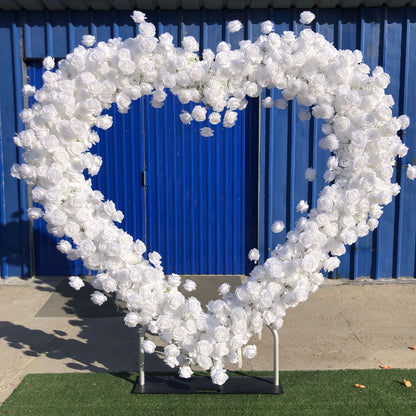 Heart Shaped Flower Arch 6.5ft, 5D Wedding arch flowers, Wedding heart arch, White Roses Arrangement