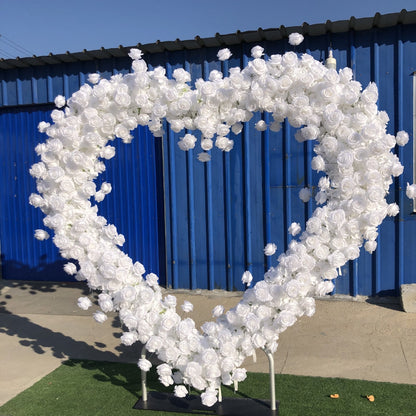 Heart Shaped Flower Arch 6.5ft, 5D Wedding arch flowers, Wedding heart arch, White Roses Arrangement