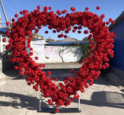 Heart Shaped Flower Arch 6.5ft, 5D Wedding arch flowers, Wedding heart arch, Red Roses Arrangement