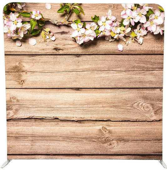 8X8FT Pillow Backdrop- Rustic Wood with Flowers