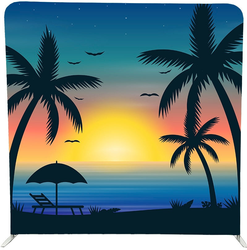 8X8FT PILLOWCASE TENSION BACKDROP-SUNSET BEACH