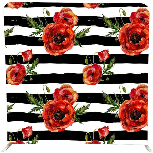 8X8FT PILLOWCASE TENSION BACKDROP-ROSES AND STRIPES