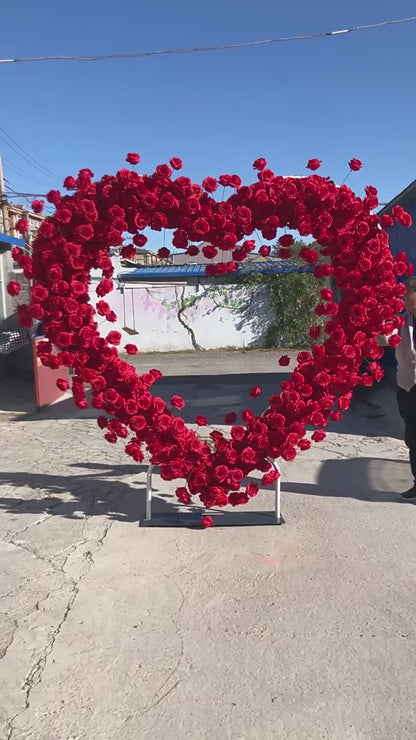 Heart Shaped Flower Arch 6.5ft, 5D Wedding arch flowers, Wedding heart arch, Red Roses Arrangement